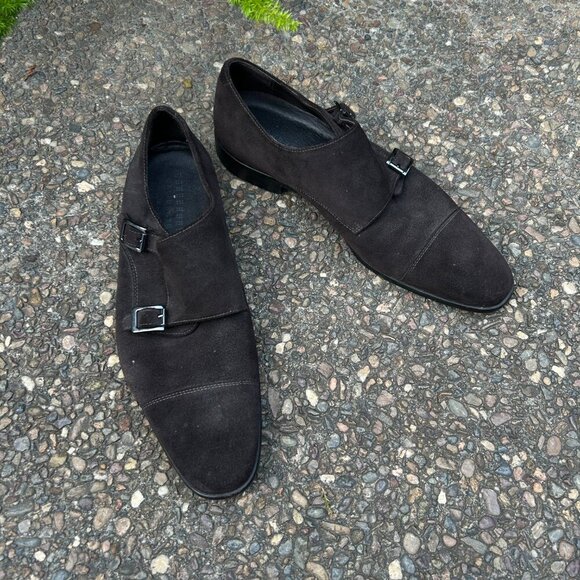 Calibrate Men's Brown Suede Double Monk Strap Shoes Size 11 M - Picture 12 of 12